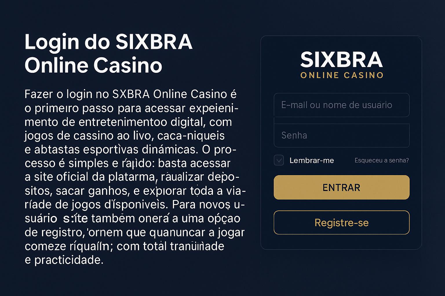 Login no Cassino SIXBRA